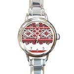 Consecutive Knitting Patterns Vector Round Italian Charm Watch Front
