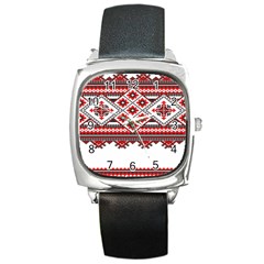 Consecutive Knitting Patterns Vector Square Metal Watch