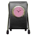 Abstract Pink Squares Pen Holder Desk Clocks Front