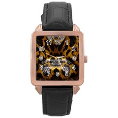 Textures Snake Skin Patterns Rose Gold Leather Watch 