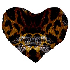 Textures Snake Skin Patterns Large 19  Premium Flano Heart Shape Cushions by BangZart