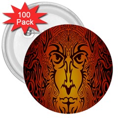 Lion Man Tribal 3  Buttons (100 Pack)  by BangZart