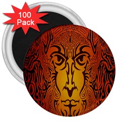 Lion Man Tribal 3  Magnets (100 Pack) by BangZart