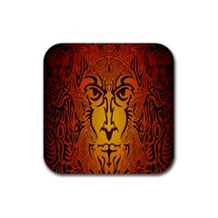 Lion Man Tribal Rubber Coaster (square)  by BangZart