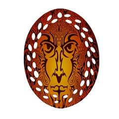 Lion Man Tribal Oval Filigree Ornament (two Sides) by BangZart