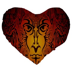 Lion Man Tribal Large 19  Premium Flano Heart Shape Cushions