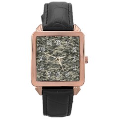 Us Army Digital Camouflage Pattern Rose Gold Leather Watch 