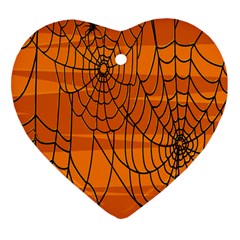 Vector Seamless Pattern With Spider Web On Orange Ornament (heart) by BangZart