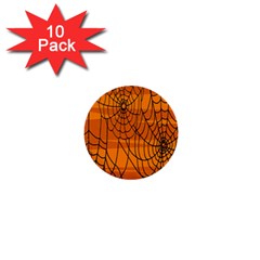 Vector Seamless Pattern With Spider Web On Orange 1  Mini Buttons (10 Pack)  by BangZart