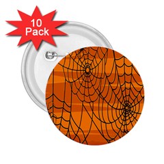 Vector Seamless Pattern With Spider Web On Orange 2 25  Buttons (10 Pack)  by BangZart