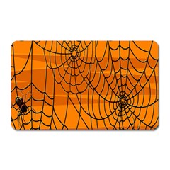 Vector Seamless Pattern With Spider Web On Orange Magnet (rectangular) by BangZart