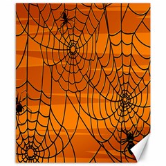 Vector Seamless Pattern With Spider Web On Orange Canvas 8  X 10  by BangZart
