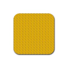 Yellow Dots Pattern Rubber Coaster (square)  by BangZart