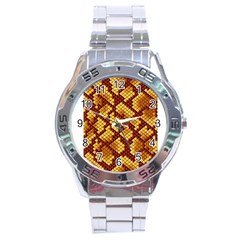 Snake Skin Pattern Vector Stainless Steel Analogue Watch by BangZart