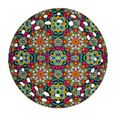 Jewel Tiles Kaleidoscope Round Filigree Ornament (two Sides) by WolfepawFractals