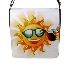 Cartoon Sun Flap Messenger Bag (l)  by LimeGreenFlamingo