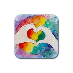 Pride Love Rubber Coaster (square)  by LimeGreenFlamingo