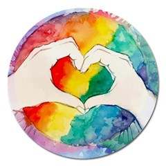 Pride Love Magnet 5  (round) by LimeGreenFlamingo