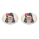 Woman Sugar Skull Cufflinks (Oval) Front(Pair)