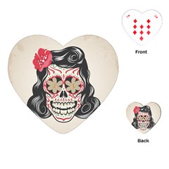 Woman Sugar Skull Playing Cards (heart)  by LimeGreenFlamingo