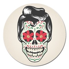 Man Sugar Skull Magnet 5  (round) by LimeGreenFlamingo