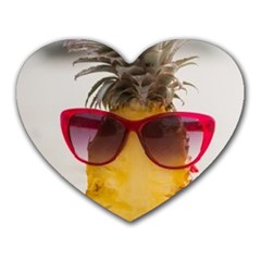 Pineapple With Sunglasses Heart Mousepads by LimeGreenFlamingo