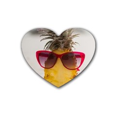 Pineapple With Sunglasses Heart Coaster (4 Pack)  by LimeGreenFlamingo