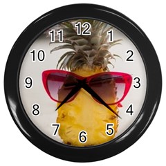 Pineapple With Sunglasses Wall Clocks (black)
