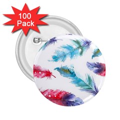 Watercolor Feather Background 2 25  Buttons (100 Pack)  by LimeGreenFlamingo