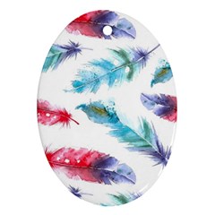 Watercolor Feather Background Oval Ornament (two Sides) by LimeGreenFlamingo