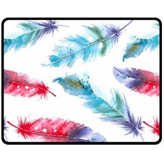 Watercolor Feather Background Fleece Blanket (medium)  by LimeGreenFlamingo