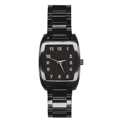 Dark Black Mesh Patterns Stainless Steel Barrel Watch