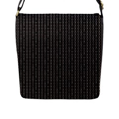 Dark Black Mesh Patterns Flap Messenger Bag (l) 