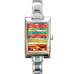 Stripes Color Oil Rectangle Italian Charm Watch by BangZart