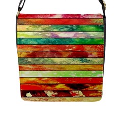 Stripes Color Oil Flap Messenger Bag (l) 