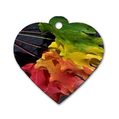 Green Yellow Red Maple Leaf Dog Tag Heart (two Sides) by BangZart