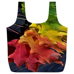 Green Yellow Red Maple Leaf Full Print Recycle Bags (l) 