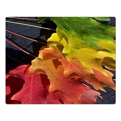 Green Yellow Red Maple Leaf Double Sided Flano Blanket (large) 