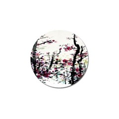 Pink Flower Ink Painting Art Golf Ball Marker by BangZart
