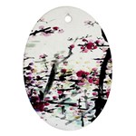 Pink Flower Ink Painting Art Oval Ornament (Two Sides) Front