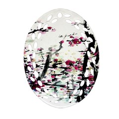 Pink Flower Ink Painting Art Ornament (oval Filigree) by BangZart