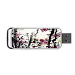 Pink Flower Ink Painting Art Portable USB Flash (Two Sides) Front
