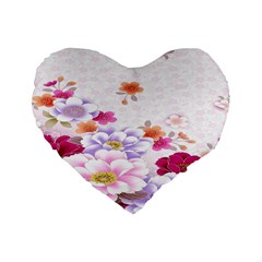Sweet Flowers Standard 16  Premium Heart Shape Cushions