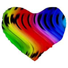 Colorful Vertical Lines Large 19  Premium Flano Heart Shape Cushions