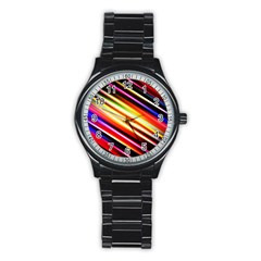 Funky Color Lines Stainless Steel Round Watch