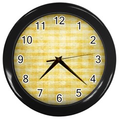 Spring Yellow Gingham Wall Clocks (black) by BangZart