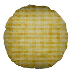 Spring Yellow Gingham Large 18  Premium Round Cushions