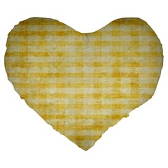 Spring Yellow Gingham Large 19  Premium Heart Shape Cushions by BangZart