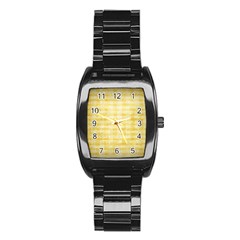 Spring Yellow Gingham Stainless Steel Barrel Watch