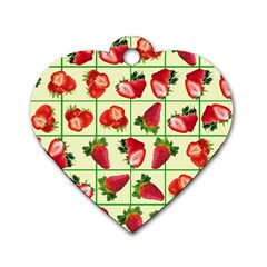 Strawberries Pattern Dog Tag Heart (one Side) by SuperPatterns